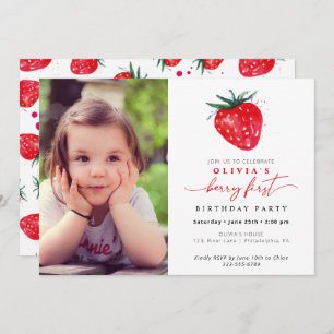 Fraise Premier anniversaire Invitation photo