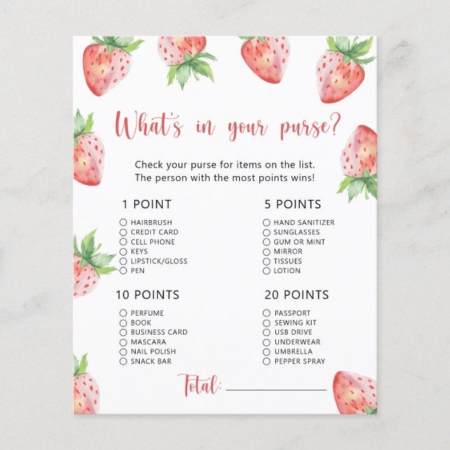 Fraise - Qu'y a-t-il dans votre jeu de baby shower (Devant)