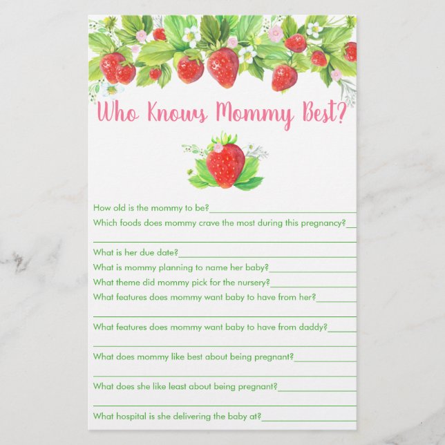 Fraise rose Floral Qui Connaît Maman Meilleur Jeu (Devant)