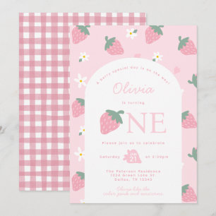 Fraise rose Invitation de fête d'anniversaire