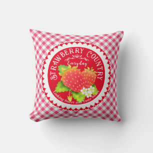 Fraise rouge En vichy oreiller