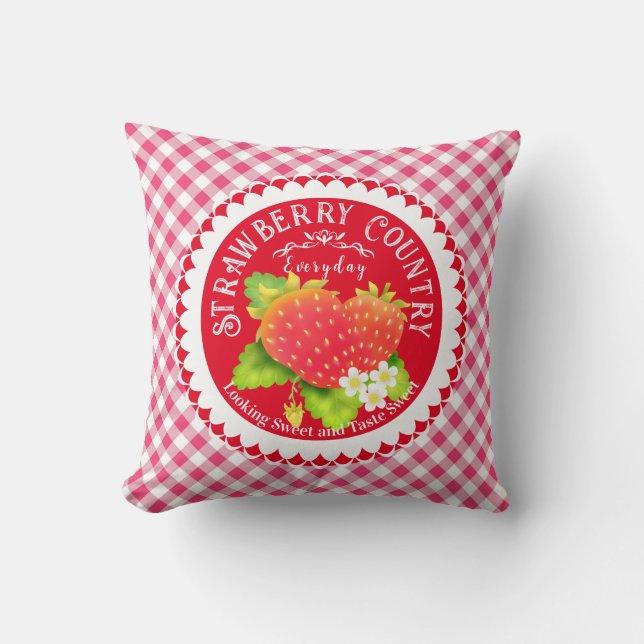 Fraise rouge En vichy oreiller (Recto)