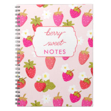 Fraise Sucrée Carnet Personnalisé Fleurs Roses