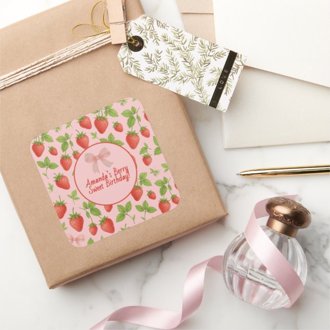 Fraise Sweet Anniversaire - Sticker Carré (Cadeaux)