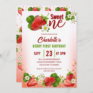 Fraise Sweet ONE First Birthday Invitation