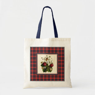 Fraise vintage avec le sac fourre-tout à tartan d