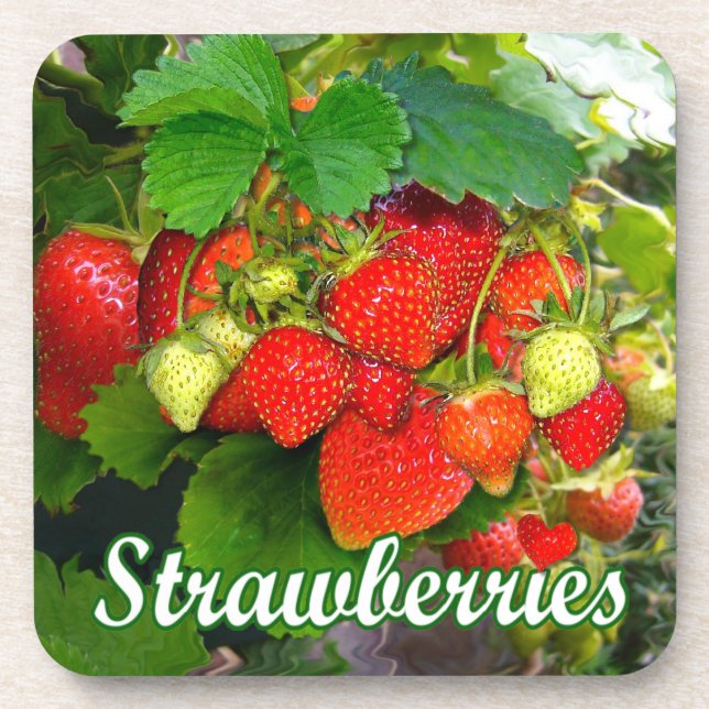 Fraises d'été ~ Dessous de verre de liège no 2 (Devant)