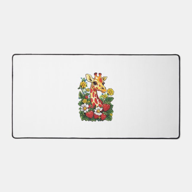 Fraises et fleurs de girafe Gira mignonne graphiqu (Recto)