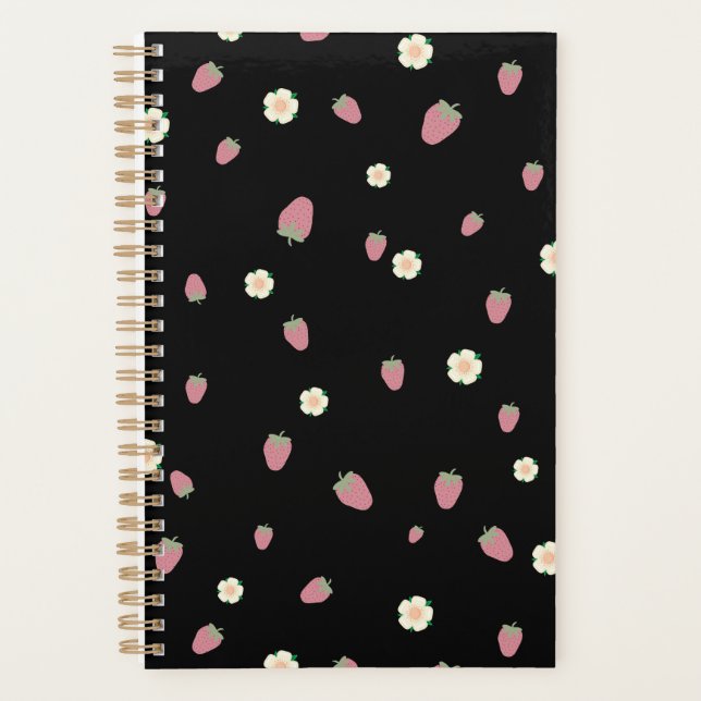 Fraises et fleurs motif noir (Devant)