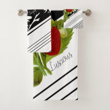 Fraises Luscious sur Graphisme noir et blanc