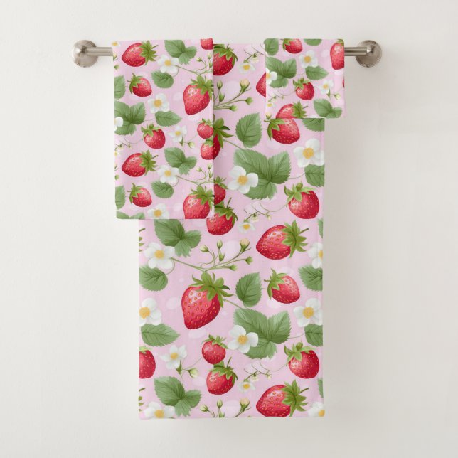Fraises Rose Rouge Blanc Feuillage Floral (En situation)