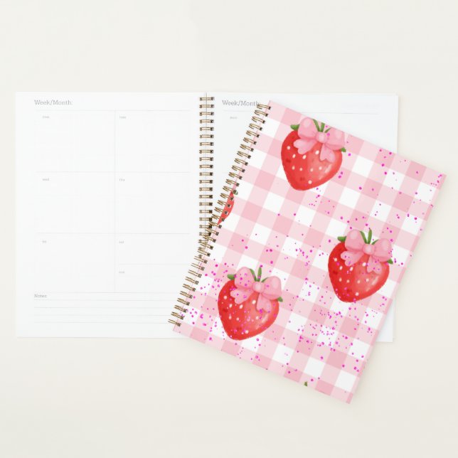 fraises rouges et rubans roses (Devant avec enveloppe)