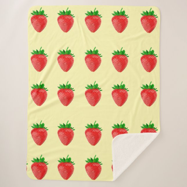 Fraises sur la couverture Sherpa Jaune (Devant)