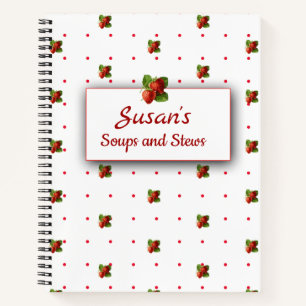 Fraises vintages et points Carnet spiral