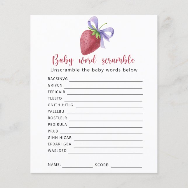 Framboise - Bébé Word Scramble Jeu (Devant)