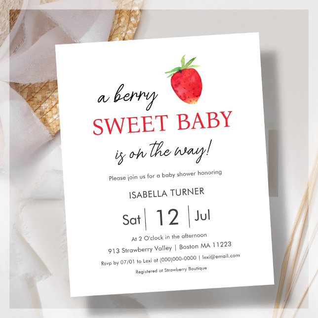 Framboise | Berry Sweet Baby shower Invitation (Créateur téléchargé)