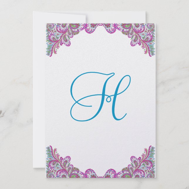 Framboise et Aqua sur la Faire-part de mariage Pai (Devant)