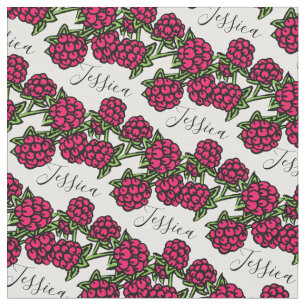 Framboises dessinant un tissu motif rouge vert