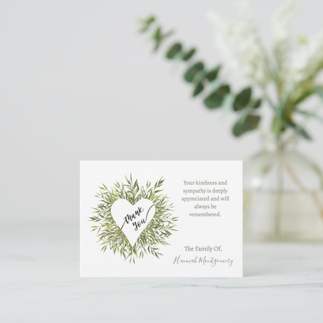 Frame Heart Willow Branches Sympathie Carte Merci (Debout devant)