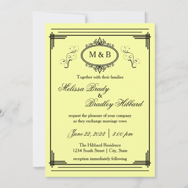 Frame Jaune - Faire-part de mariage (Devant)