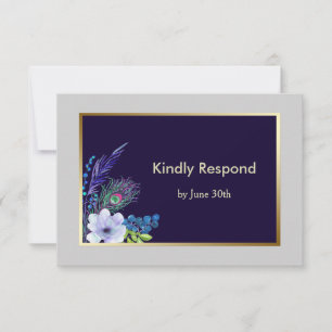 Frame Or Boho Bleu Mariage Floral RSVP