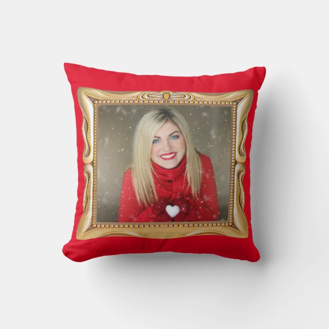 Frame Or Fancy & Red Custom Votre Coussin Photo (Recto)