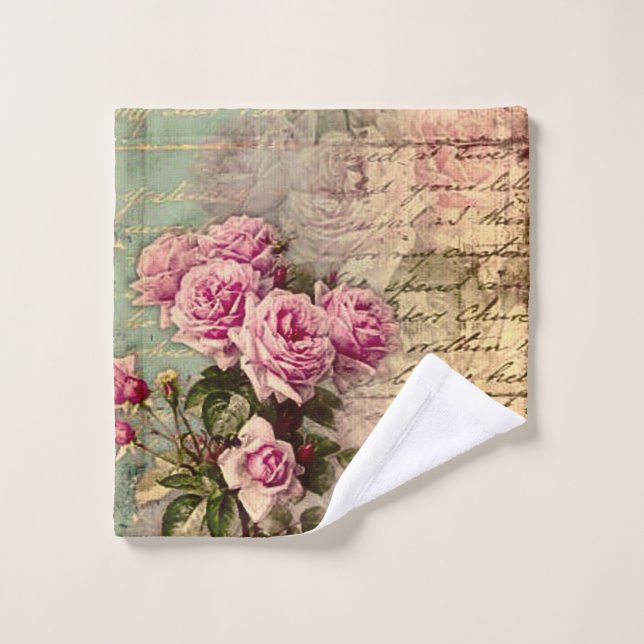 francais chic, shabby chic, roses roses roses, flo (Gant de toilette)