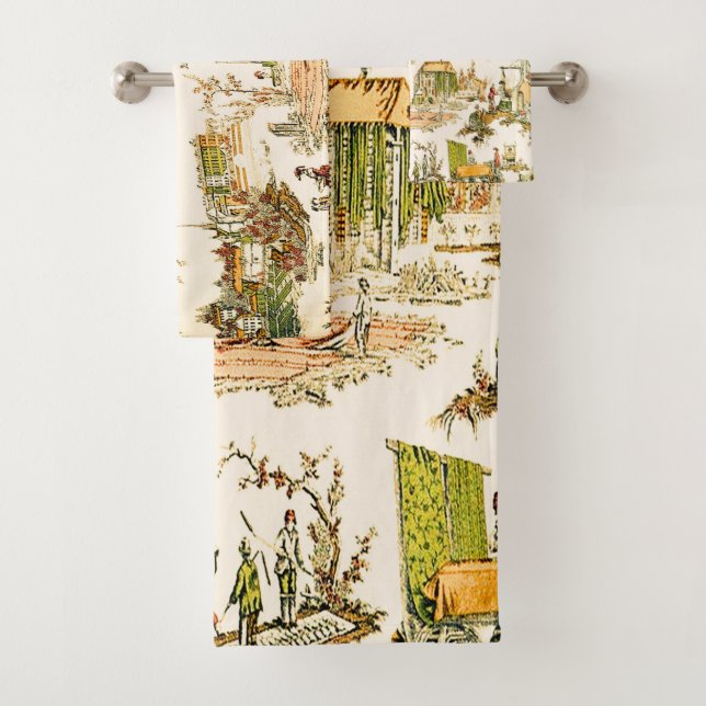 Français Creme Toile Chinoiserie Style Rustique (En situation)
