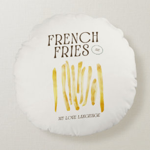 Français Fries sont ma langue d'amour Coussin rond