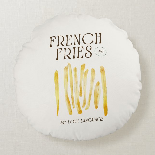 Français Fries sont ma langue d'amour Coussin rond (Devant)