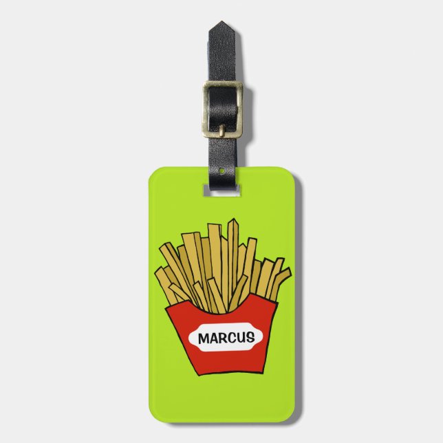 Français frites étiquette bagage personnalisée (Devant Vertical)