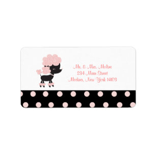 Français Paris Poodle Retour Étiquette - Noir/Rose