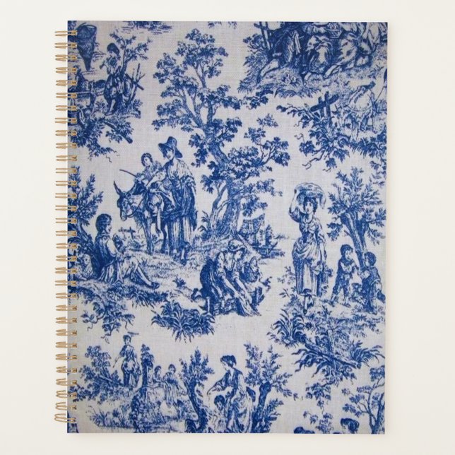 Française toile de jouy bleu et blanc élégant (Devant)