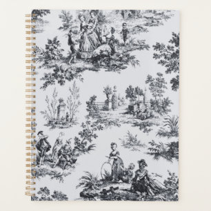 Française toile de jouy noir et blanc élégant