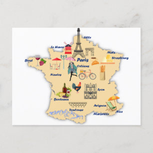 France Carte des destinations touristiques avec de