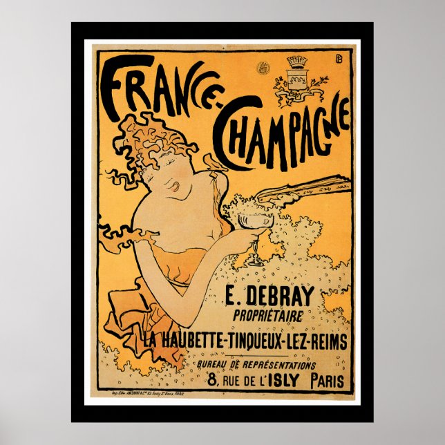 France Champagne Vintage Wine Drink Ad Art Poster (Devant)