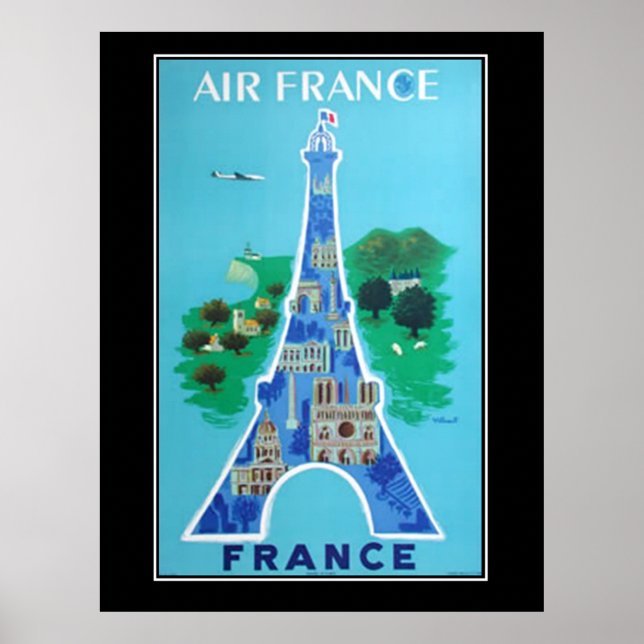 France Eifel Tower Travel Vintage poster french (Devant)