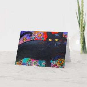 Francis aime Fleurs Chat Carte de voeux d'annivers