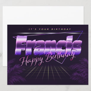 Francis Name Prénom lila retro Carte Anniversaire
