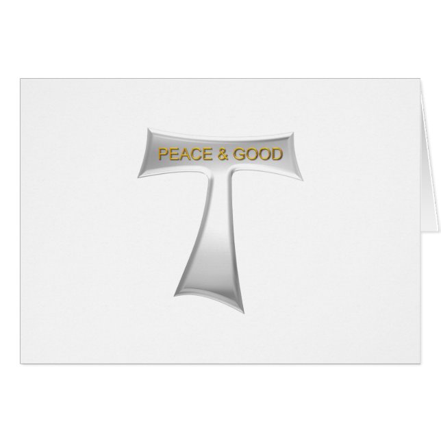 Franciscan Tau Cross Paix et bon argent et or (Devant horizontal)