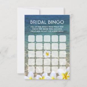 Frangipani Flower Beach Wedding Bridal Bingo Carte