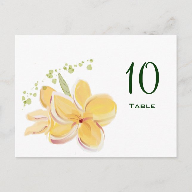 Frangipani Numéro de table Carte postale (Devant)