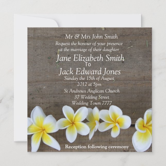 Frangipani Plage Mariage sur mesure Invitations (Devant)