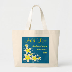 Frangipani Plumeria Bleu Floral Grands Sacs fourre
