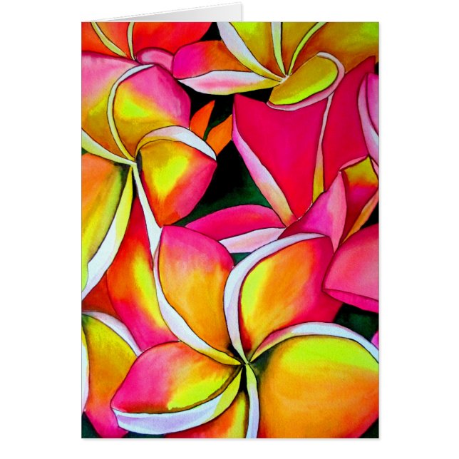Frangipani rose Neon Plumeria Plage fleurs d'art (Devant)
