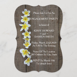 Frangipani Tropical Rustic Engagement Invitation