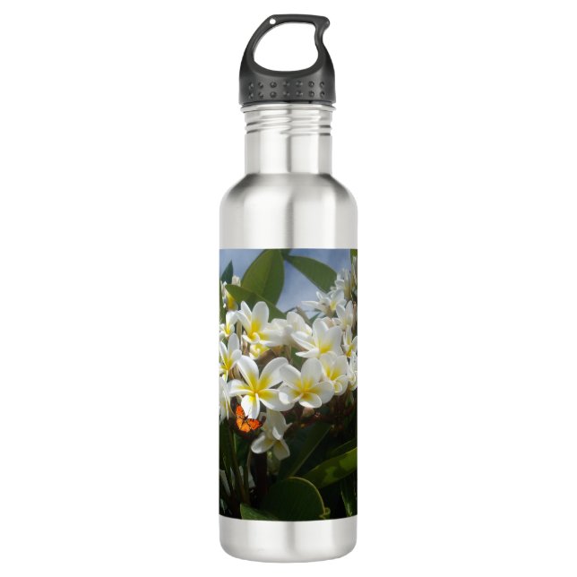 Frangipanis Avec Papillon, Bouteille D'Eau (Devant)