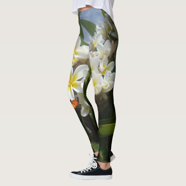 Frangipanis Avec Papillon, Leggings À Impression C (Gauche)