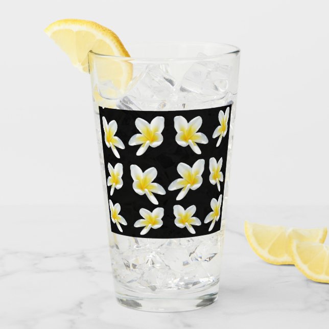 Frangipanis Jaune Sur Noir, Verre À Boire (Devant glace)