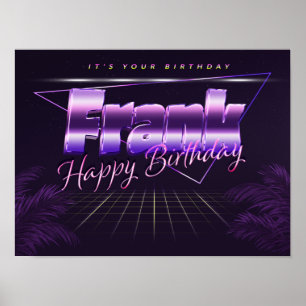 Frank Nom Prénom Affiche rétro lila Anniversaire